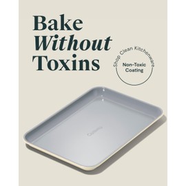 Caraway Nonstick Ceramic Small Baking Sheet Duo (9x13”) – Non-Toxic, PTFE & PFOA Free – Oven Safe – Aluminized Steel Core – Mini Sheet Pan for Baking, Roasting & More - Cream