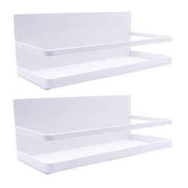 ELESEI Magnetic Spice Rack Refrigerator Side Magnetic Spice Rack Kitchen Magnetic Shelf Magnetic Fridge Shelf Perfect Space Saver for Kitchen/Apartment 2 Pack (White)