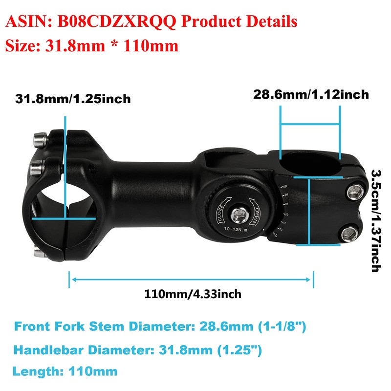 Yizhet Bicycle Handlebar Extension 31.8 mm/25.4 mm 0 ~ 120°
