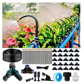 Drip Irrigation Kit,Automatic Garden Watering System with New Quick Connectors and 360-degree Bending Dropper Atomizing Nozzles for Watering System for Garden Plant Lawn Patio. (25 Nozzles)