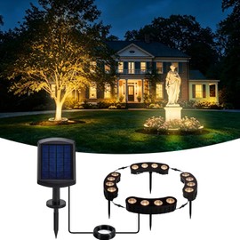 Sublume Solar Tree Lights Outdoor, Palm Tree Ring Uplights with Warm White LED for Tree, 2-in-1 (Sticked&Tied), IP65 Waterproof, 2000Mah Upgraded COB Spotlights for Garden, Landscape, Yard, Decor