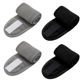 Set of 4 Hair Bands for Make-Up, Cosmetic Headband, Terry Towelling, Hairband, Cosmetics, for Makeup, Facial Cleansing and Sports Used