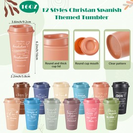 Skylety 12 Set/48 Pcs Christian Gifts Regalos Cristianos En Español Regalos Include Cristianos Bible 16 oz Coffee Cup Pen Notebook Silicone Key Chain for Church Women Mothers Day Gifts(Morandi Color)
