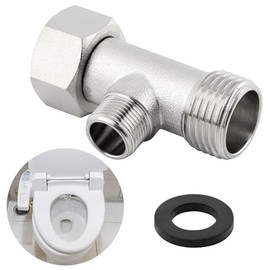 Bidet T Adapter, 3 Way Adapter or Tee Connector (Thread Size 1/2″ x 1/2″ x 9/16″), Bidet Attachment for Toilet (1/2inch)