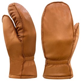 Harssidanzar Womens and Kids Lambskin Leather Outdoor Mittens Gloves Thermolite Lined GL007CA,TAN,Size XL