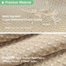 Dynamene Extra Wide Shower Curtain-108 Inch Wide Waffle Weave Weighted Thick Cloth Bathroom Shower Curtain, Neutral Heavy Duty Hotel Bath Curtain Set with 18 Plastic Hooks,108x72, Beige/Khaki