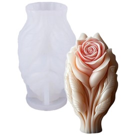 Tcdwla Kerzenformen zum Gießen, Kerzen Silikonformen, 3D Rose Kerzen Formen Silikon, Aromatherapie Kerzenständer Gipsform, DIY Geschenk für Weihnachten, Geburtstag, Dekoration (A)