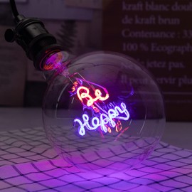 Be-happy Edison Globe Light Bulbs Dimmable 4W, G125 Letter Bulbs 40W Equivalent, Vintage LED 2200K Warm White, E26 Base Decorative Filament (Clear Glass)