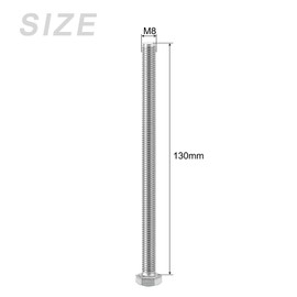 METALLIXITY Hex Head Screws Bolts, Nuts, Flat & Lock Washers Kits (M8-1.25x130mm) 5 Set, Stainless Steel Fully Threaded Machine Screws Bolt Set - for Home Appliance Equipment