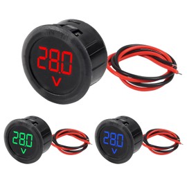 3 unids DC 4-100V Volt Meter Coche LED Pantalla Digital Circular Voltímetro de Dos Hilos Voltímetro DC Digital Coche Medidor de Corriente Medidor de Voltaje de Voltios Detector de Voltaje