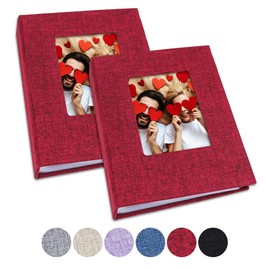 Vienrose Small Photo Album 4x6 Photos, 2 Pack Linen Cover Mini Photo Book, 26-Page Holds 52 Pictures, Artwork or Postcards Storage
