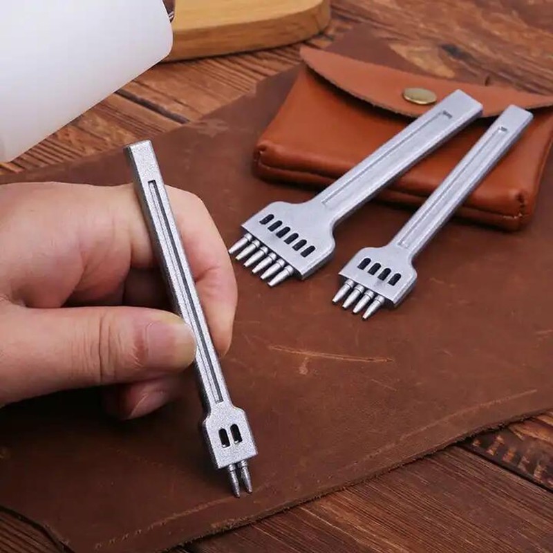 YUENTOEN 3Pcs Round Hole Row Punch, 2/4/6 Prong Pricking Iron