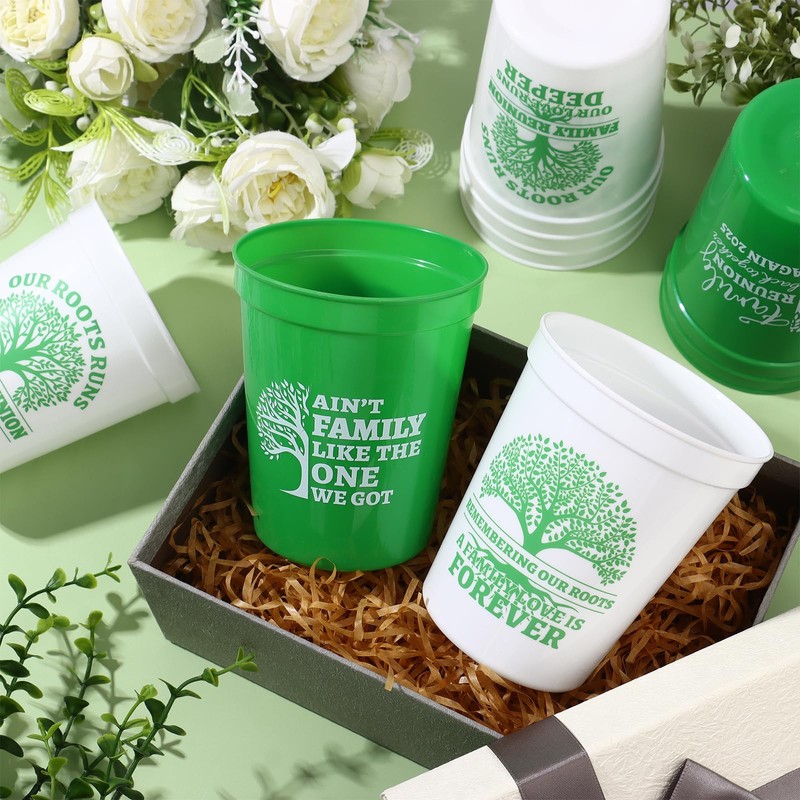 FIONUPI 24 Pcs Family Reunion Party Decorations Plastic Cups 16oz