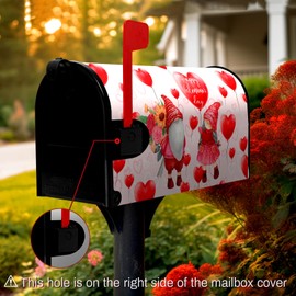 Dacawin Happy Valentines Day Mailbox Covers Magnetic Standard Size Valentine Mailbox Post Cover Red Heart Gnome Floral Flower Valentine's Day Mailbox Decor Waterproof Mailbox Wraps 21 * 18 Inch