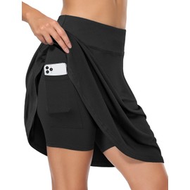 Fulbelle Athletic Skort for Women, Golf Skirts for Women High Waisted Sports Running Tennis Skirts with Pockets Black 2XL