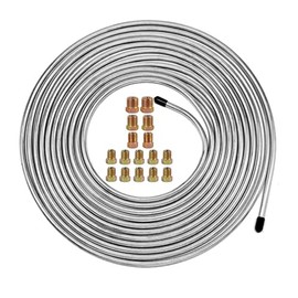 SHOOSHINE 3/16 Inch Brake Line Flaring Tools kit Include 25Ft/7.62m Copper-Plated Brake Pipe with 3/16 Brake Line Fittings (25Ft Brake Line+28Fittings)