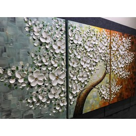 V-inspire Art, 20x30Inchx3 Paintings Oil Hand Painting 3D Hand-Painted On Canvas Abstract Artwork Art Wood Inside Framed Hanging Wall Decoration Abstract Painting