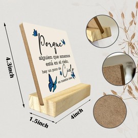 Sympathy Gift Wood Plaque, Spanish Religious Gifts for Loss of Mother Father Husband Loved One, Plaque with Wooden Stand, Wood Sign Plaque Gift, Spanish Style Signs, Comfort Gift, Bereavement Gift A1