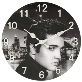 Happy Homewares Stunning Elvis Presley Themed Photo Printed Glass Wall Clock