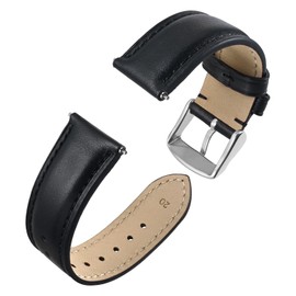 ANBEER 22mm Retro Watch Band Quick Release,Crazy Horse Leather Watch Straps for Men and Women,Black with Silver Buckle