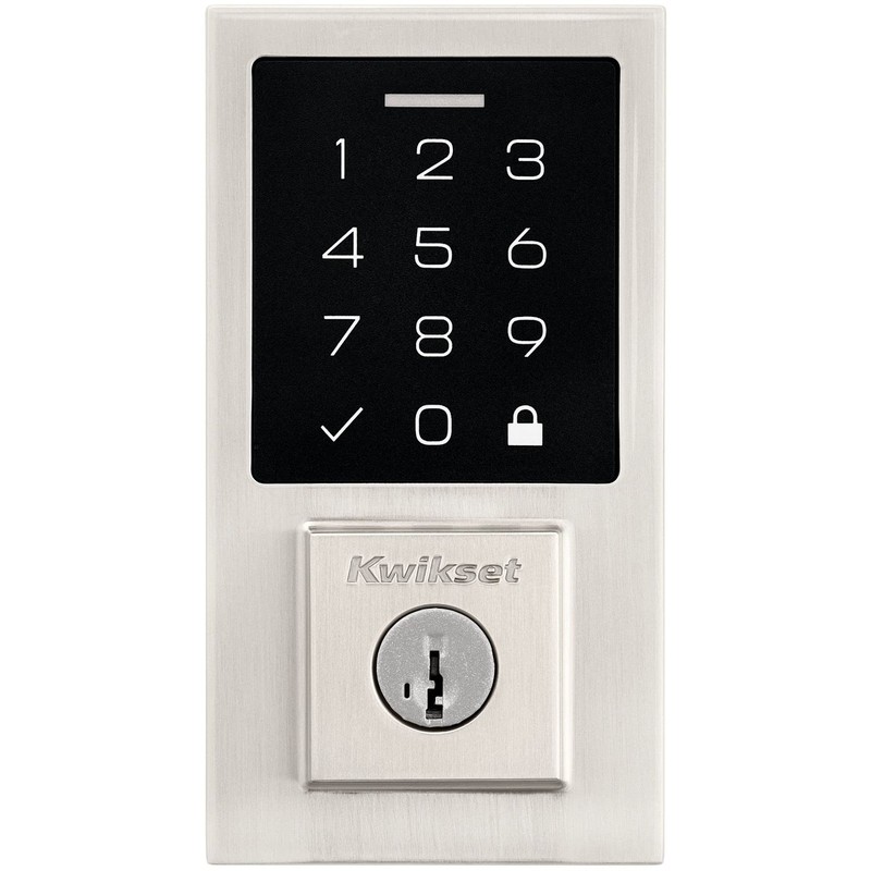 Kwikset 9270CNT-15S Contemporary SmartCode Touchpad Electronic Deadbolt SmartKey Satin Nickel