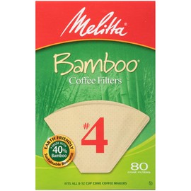 Melitta 4 Cone Coffee Filters, Bamboo, 80 Count (Pack of 6) 480 Total Filters Count - Packaging May Vary