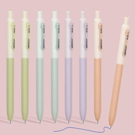 WRITECH Gel Pens Fine Point: Retractable 0.5mm Blue Ink Silent Click Extra Fine No Smear Smudge Smooth Writing Pen 8ct Bullet Tip Non Bleed for Journaling