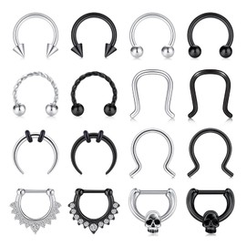 Zolure 16G Septum Piercing 8 mm Horseshoe Piercing Nose Piercing Eyebrow Lip Earring Tragus Helix Cartilage Daith Conch Piercing