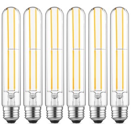 Gozelux T10 LED Bulb 6W Equal E26 LED Bulb 60 Watt Dimmable Cool White 4000K E26 Edison Bulb AC120V 750lm Tubular Light Bulb T10 for Rustic Pendant, Island, Chandeliers, Wall Sconces, Pack of 6