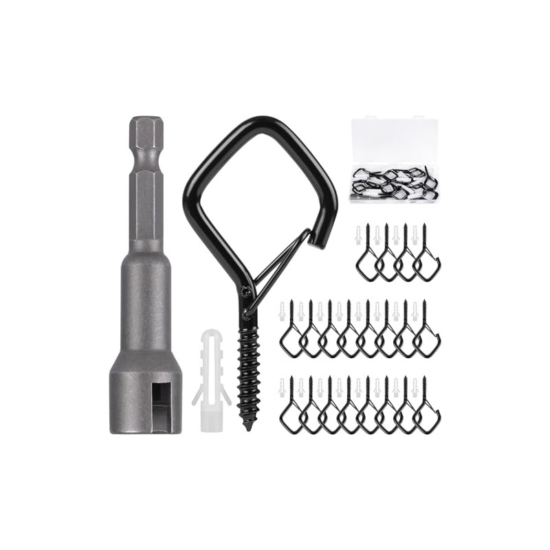 RELBRO Q Hanger Hooks, 2.2 Inch Metal Screw Hooks with