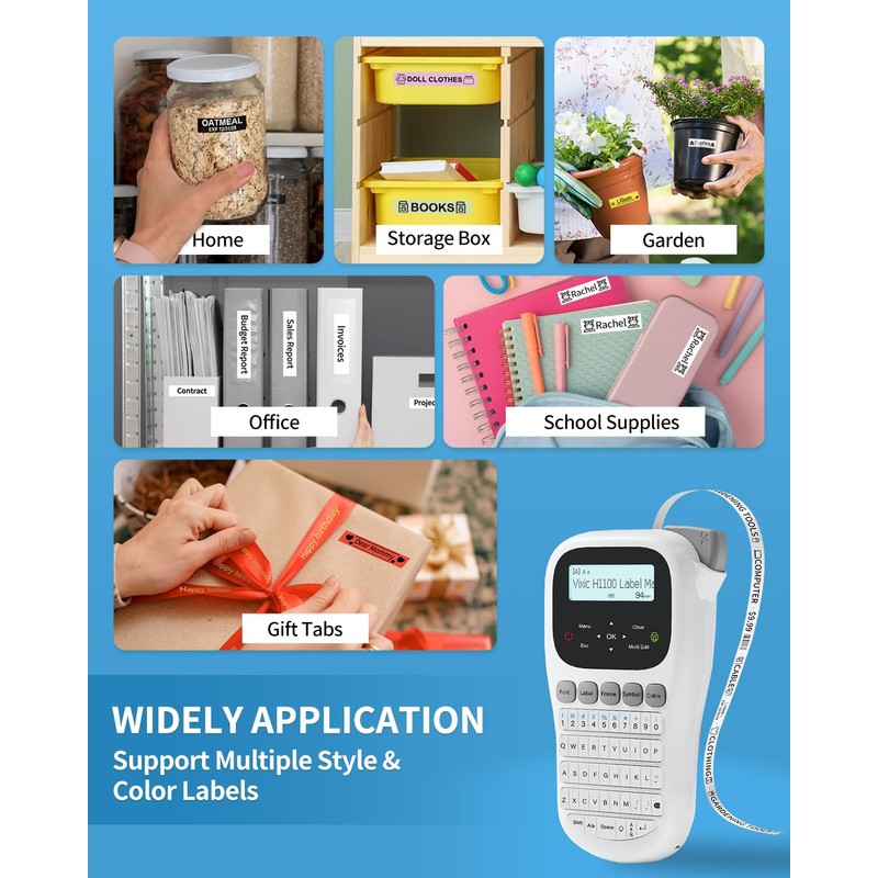Vixic Label Maker, H1100 Label Maker Machine with-Tape, Portable Label