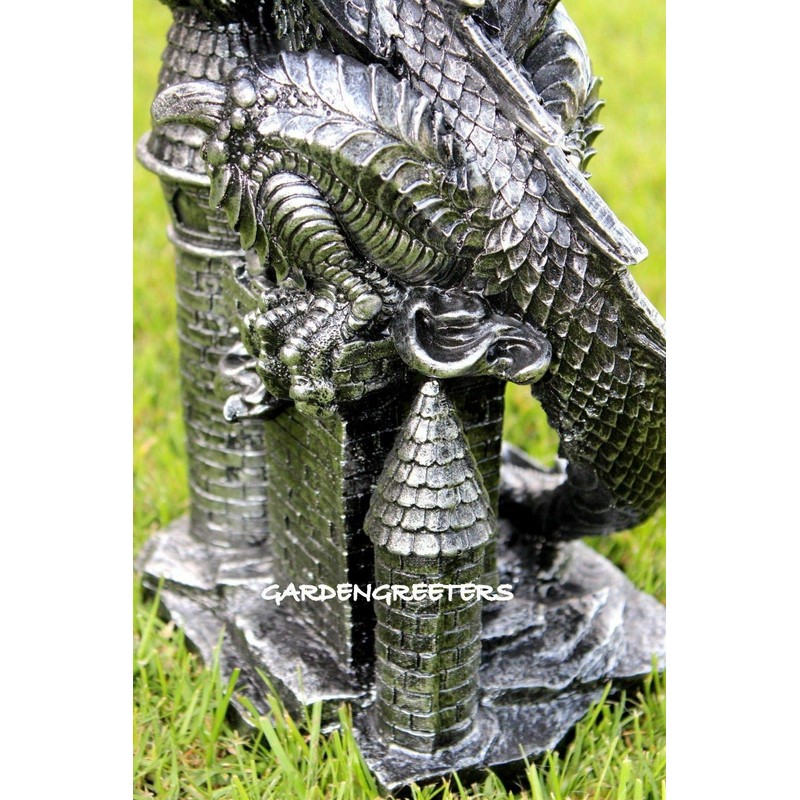 GARDENGREETERS Dragon Statue with Solar Light Lantern Figurine