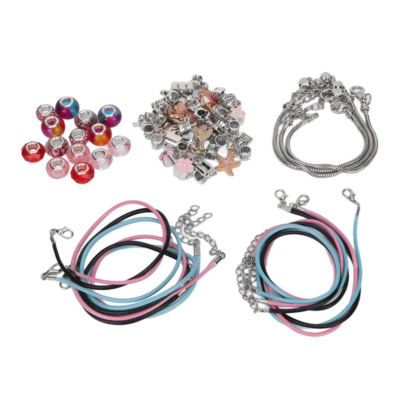 Charm Bracelet Making Kit Basic Bracelets Colored Beads Pendants Jewelry