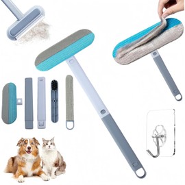MHwan 3 in 1 Pet Hair Remover, Powerful Two-Way Brush, Adjustable Extended Handle, No Bending Needed to Clean, Automatic Hair Collection, Reusable Cat Hair Remover