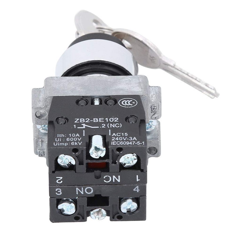 2 Position Key Switch Self-Resetting Power Locking ZB2 - BE101