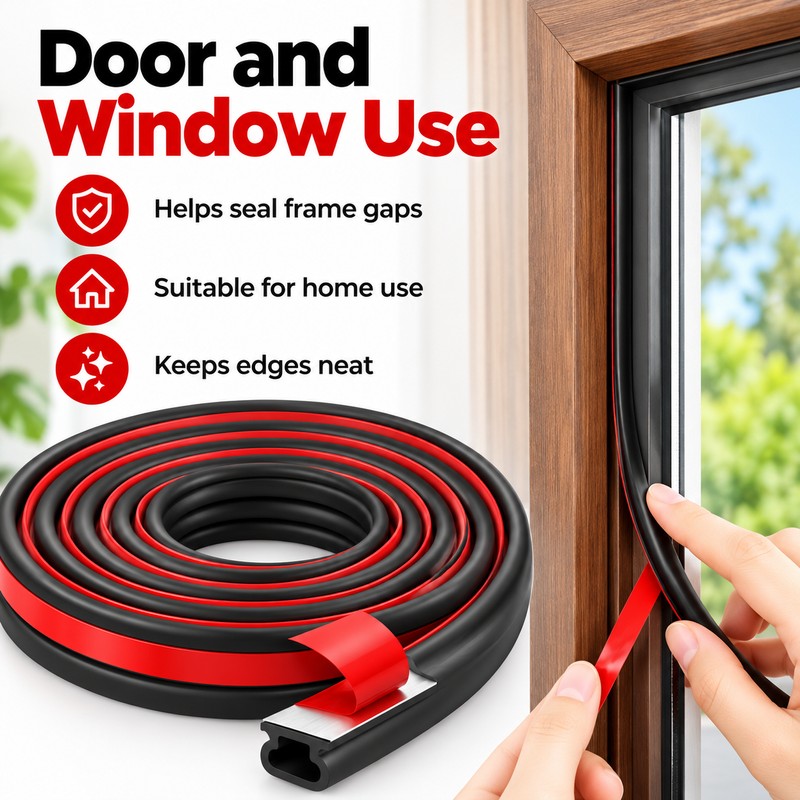 6M Self-Adhesive Door & Window Seal Strip – Hollow TPE