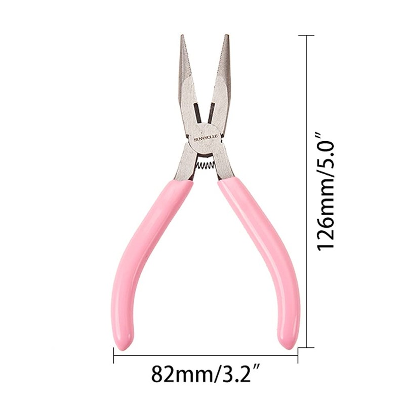 SUNNYCLUE 5 Inch Long Chain Nose Pliers with Serrated Jaws