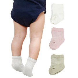 Maison Peony Baby Socks, Set of 3, Waffle Socks, Cotton Set, Baby Socks, Girls, Boys, Fashionable, Pale Cotton, 100% Cotton, 2.8 - 4.7 inches (7 - 12 cm), Newborn, 1 Year, 2 Years, 3 Years Old, Gift,