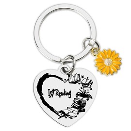 I Love Reading Keychains for Women Men Book Lover Gifts for Friends Sisters Birthday Graduation Gift for Daughter Son Christmas Gifts for Bookworm Bookish Gifts for Readers