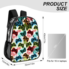Ujskwpi Game Machine Style Clear Backpack See Through Boys Backpacks for School, Transparent Backpack for College Workplace, Waterproof Heavy Clear Book Bag, Back to School Gift