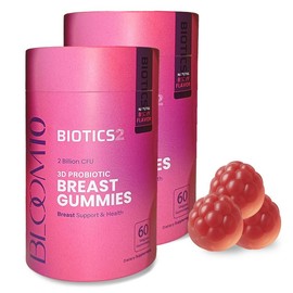 BIOTICS2 Bloom10 3D Probiotic 2-Pack Breast Health Gummies – 60 Vegan, Sugar-Free Berry Gummies with 2 Billion Probiotics & 5 Herbal Extracts for Maximum Absorption & Wellness