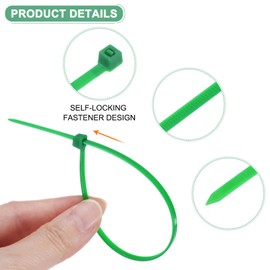M METERXITY 200er-Pack Grüne Kabelbinder, 8 Zoll Selbstverriegelnde Nylon Kabelbinder für den Innen-und Außenbereich/Pflanzen/Dekoration/Kabelmanagement, 40 lbs Plastikbinder [3,6 mm, Grün]