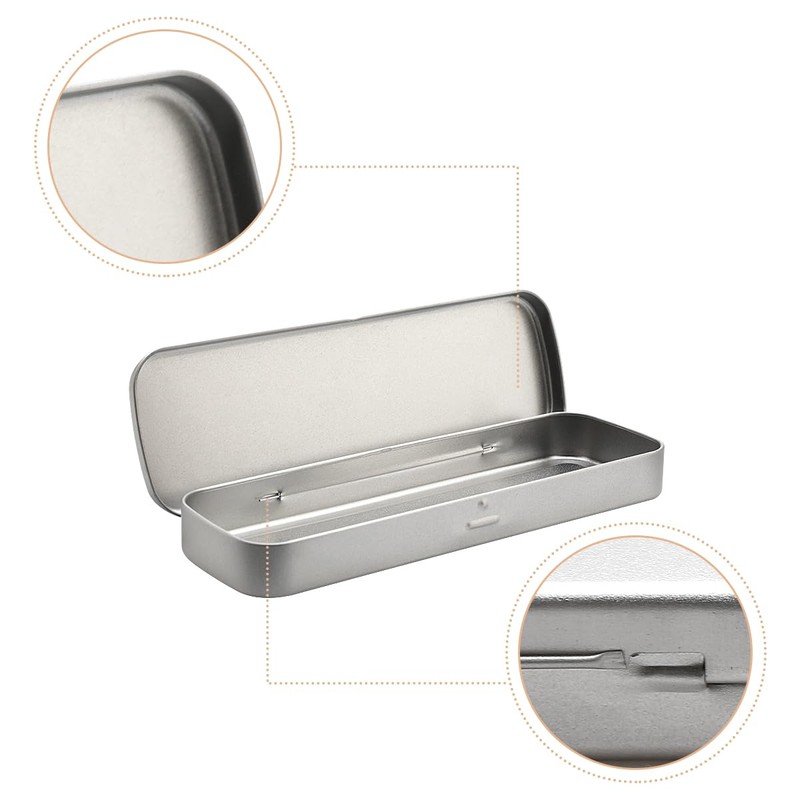 GLADFRESIT Metal Rectangular Pencil Case, Empty Hinged Tin Box for