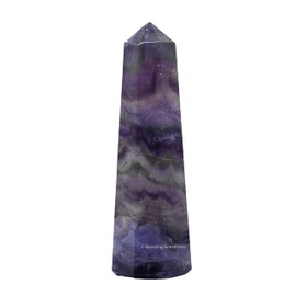 Purple Fluorite Crystal Towers ~ Natural Healing Crystal Point Obelisk for Reiki Healing and Crystal Grid (3" to 4" INCH)