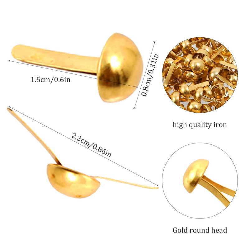 Pack of 100 Mini Brads Pattern Bag Clips, Metal Round