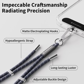 SWITCHEASY 6mm Adjustable Crossbody Phone Strap Compatible with Most Phones, Anti-Theft & Ant-Drop, Hands Free for Phone Lanyard Crossbody with Strap Card Phone Tether Tab - EasyStrap (Midnight Navy)