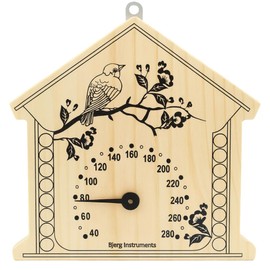 Bjerg Instruments Sauna Thermometer - Pine Wood Analog Temperature Gauge, Moisture-Resistant 3" Dial, Reads Up to 248°F - Classic Finnish/Russian Style