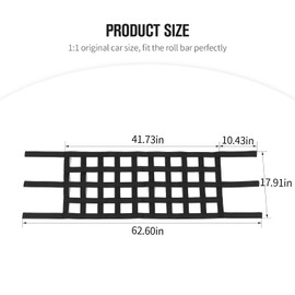 JeCar Mesh Roof Cargo Net Upgrade Roof Hammock Exterior Accessories Compatible with Jeep Wrangler 1987-2023 YJ TJ LJ JK JKU JL JLU JT, Black