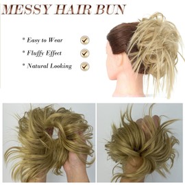 KARLOR Hairpiece with Elastic Band, Messy Bun Hairpiece, Straight, with Scrunchie, Ponytail Hair Extensions, Updo Hairstyles, Messy Bun Hairpieces, Women, Girls (Golden)