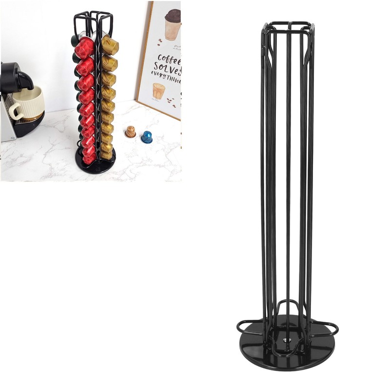 40 Capsule Coffee Pod Holder 360 Degree Rotating Carousel Storage